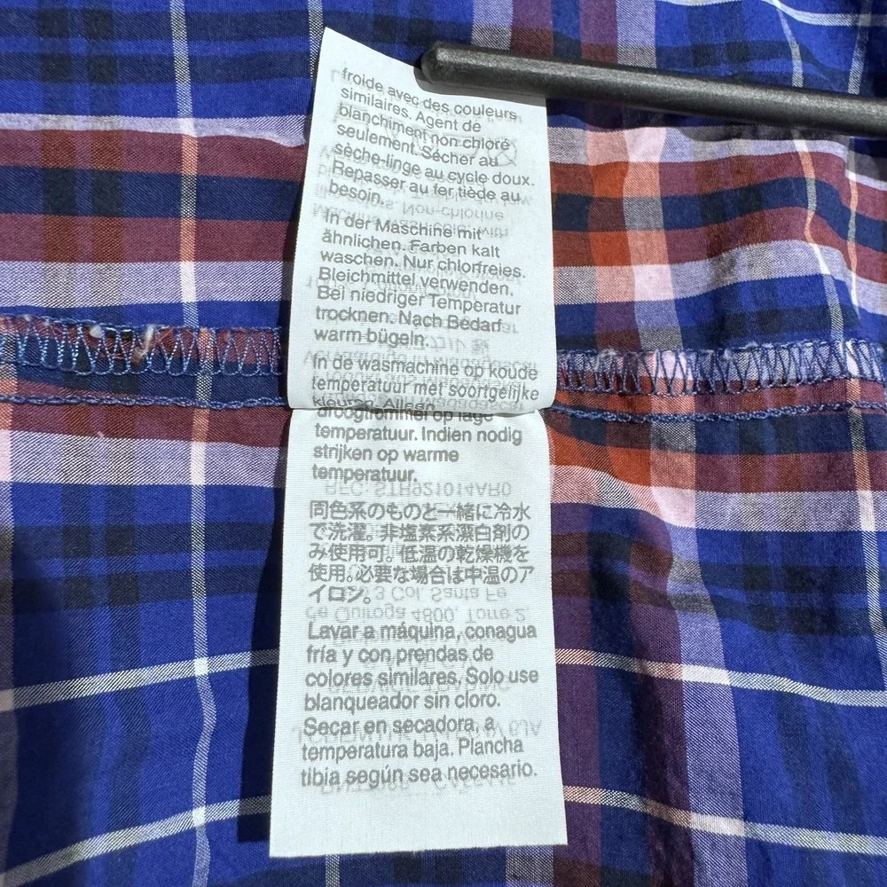 J. Crew Men's Collared Button Up‎ Pocket Long Sleeve Cotton Shirt Blue Red Plaid